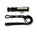 Northern Night Black heavy-duty dog collar and leash set with control handle on white background
