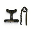 Algonquin Moss Olive Green heavy-duty dog harness and leash set on white background