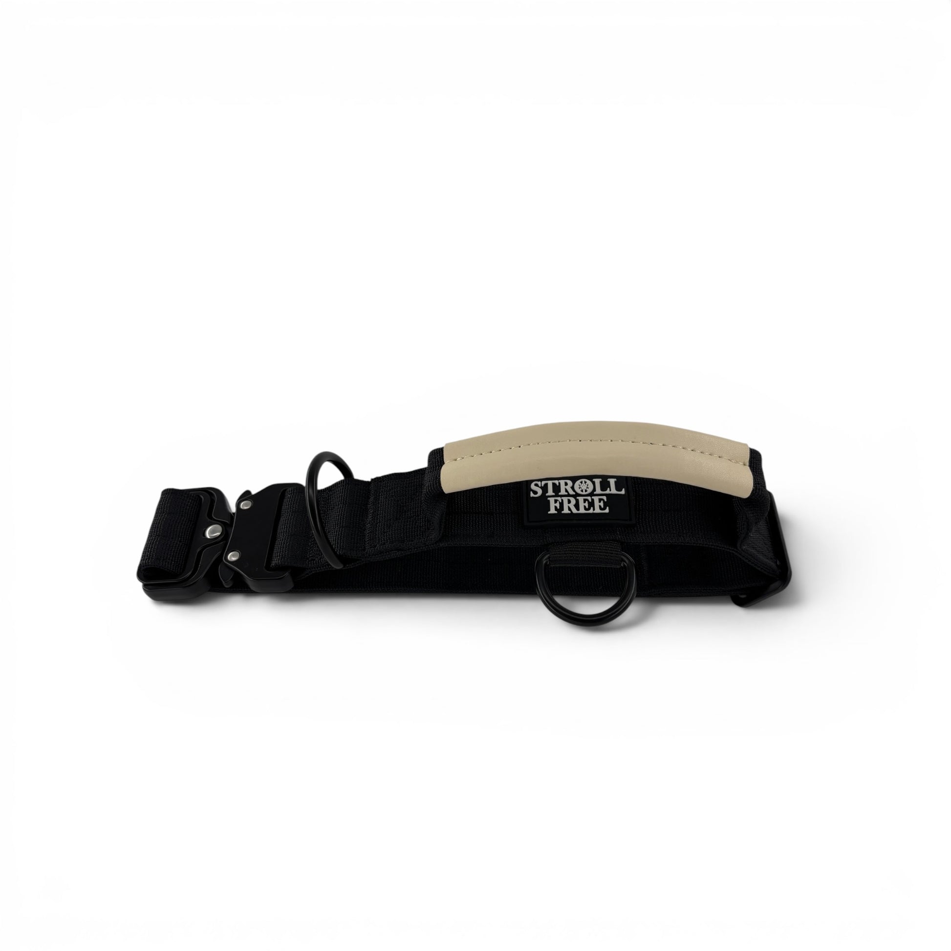 Northern Night Black heavy-duty dog collar with control handle on a white background