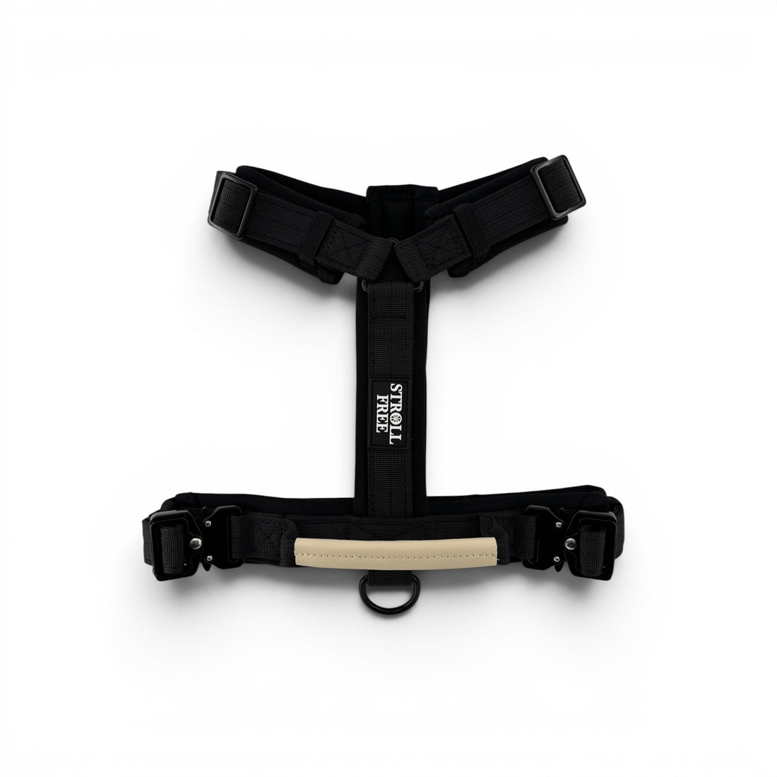 Northern Night Black heavy-duty dog harness with control handle on white background