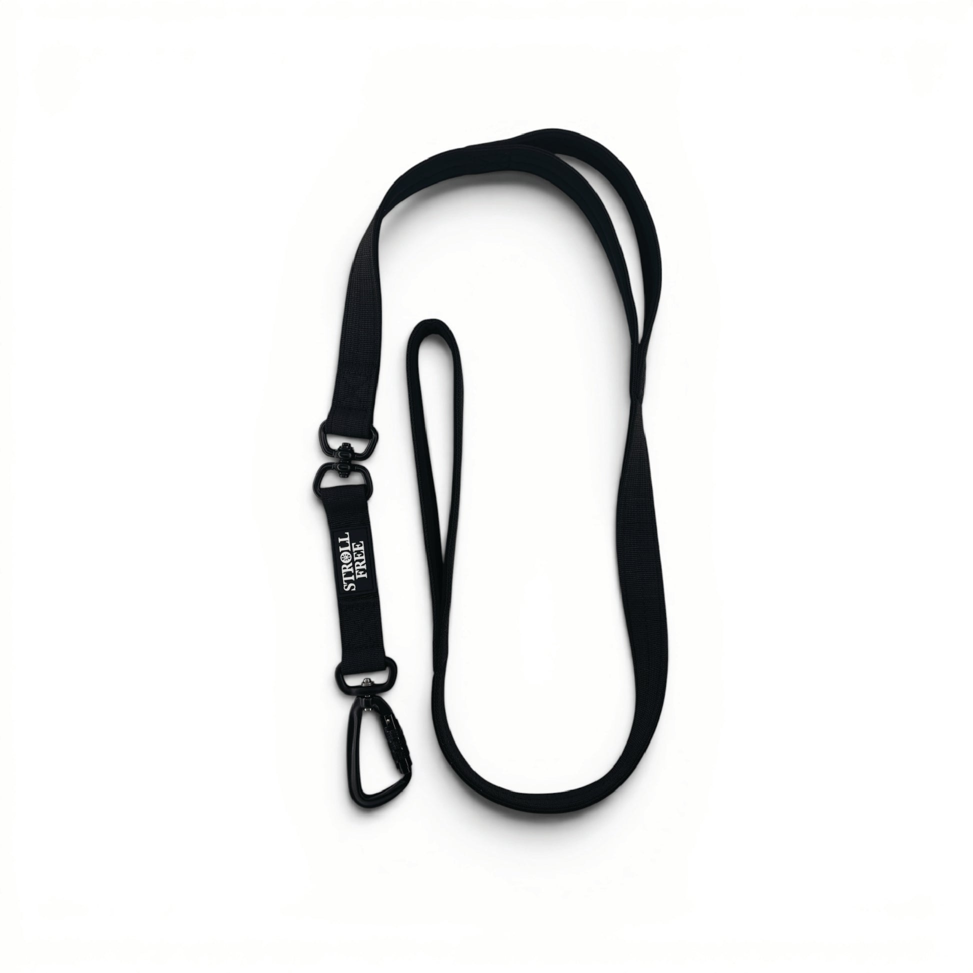 Northern Night Black heavy-duty dog leash with dual handles, double swivel and auto-lock carabiner on white background