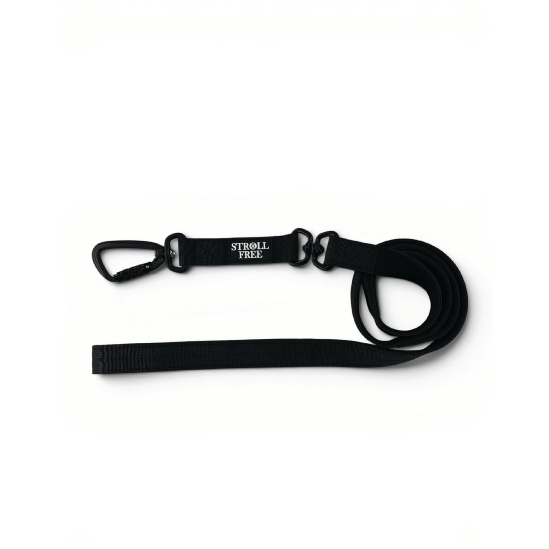 Northern Night Black heavy-duty dog leash with dual handles, double swivel and auto-lock carabiner on white background