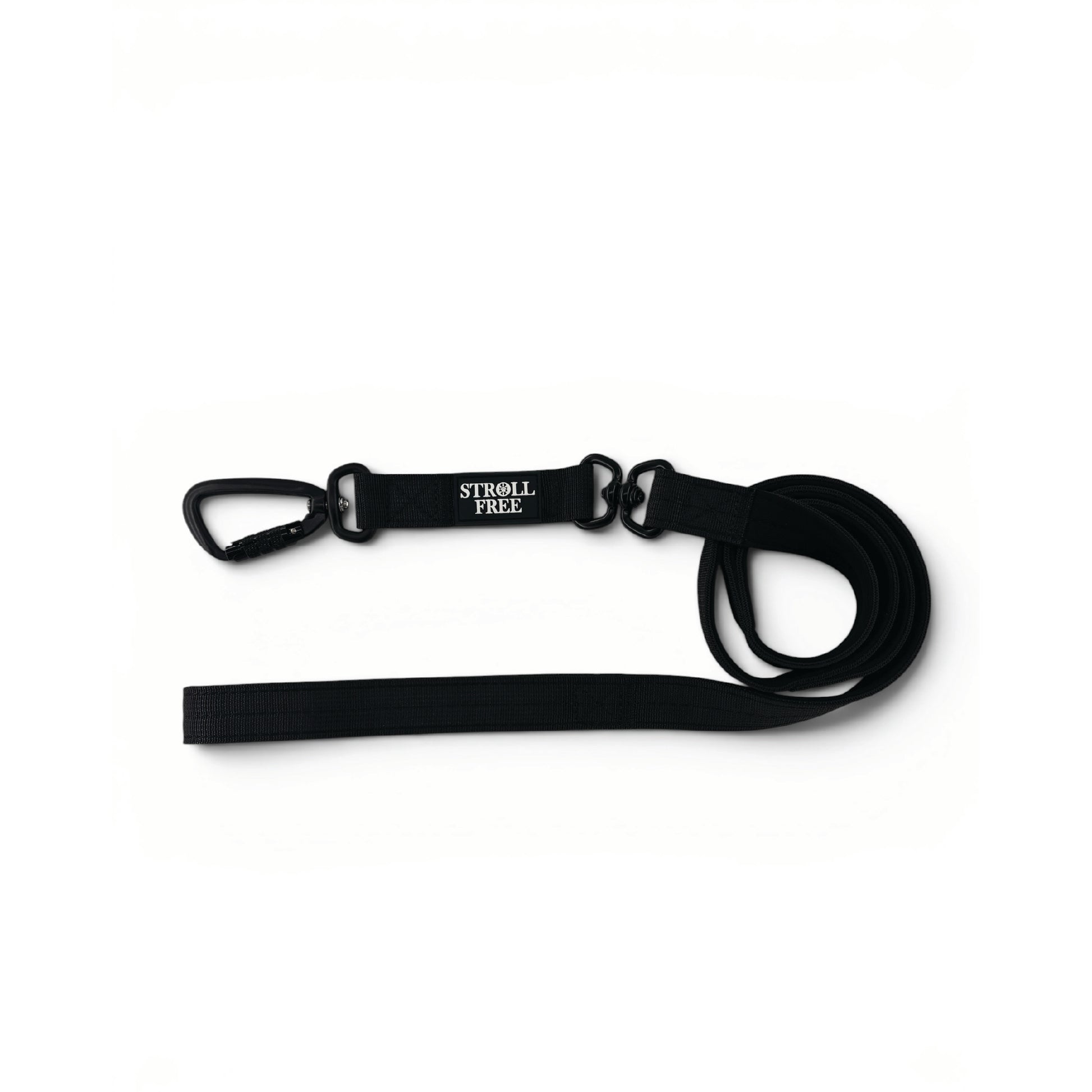 Northern Night Black heavy-duty dog leash with dual handles, double swivel and auto-lock carabiner on white background