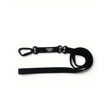Northern Night Black heavy-duty dog leash with dual handles, double swivel and auto-lock carabiner on white background