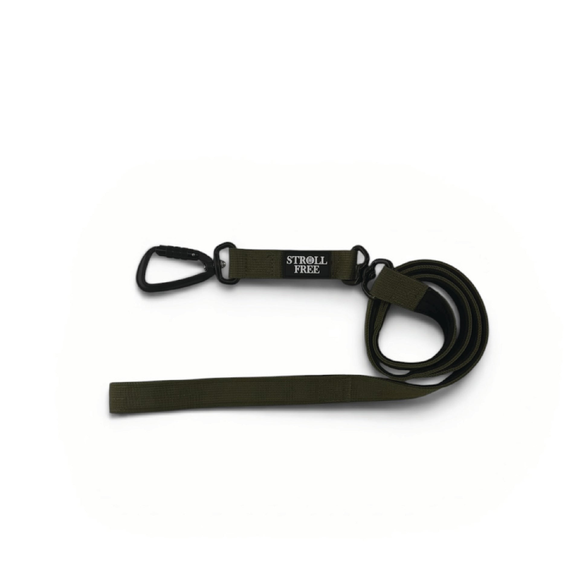 Algonquin Moss Olive heavy-duty dog leash with dual handles, double swivel and auto-lock carabiner on white background