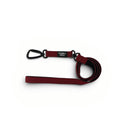 Sunset Point Red heavy-duty dog leash with dual handles, double swivel and auto-lock carabiner on white background